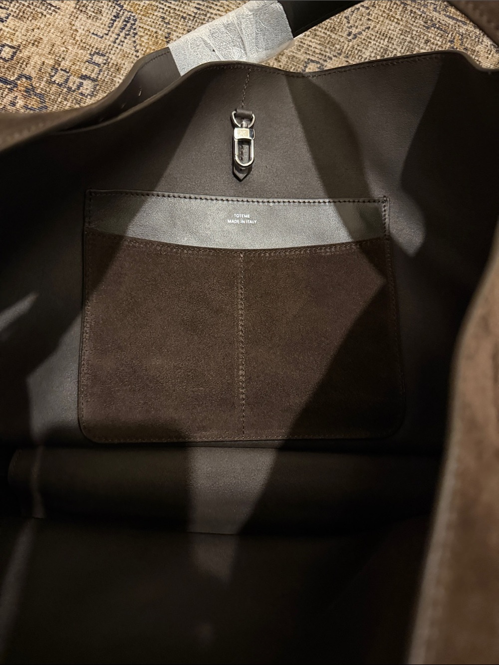 Toteme Dark Brown Suede Messenger Bag with Shoulder Strap - Picture 3 of 10